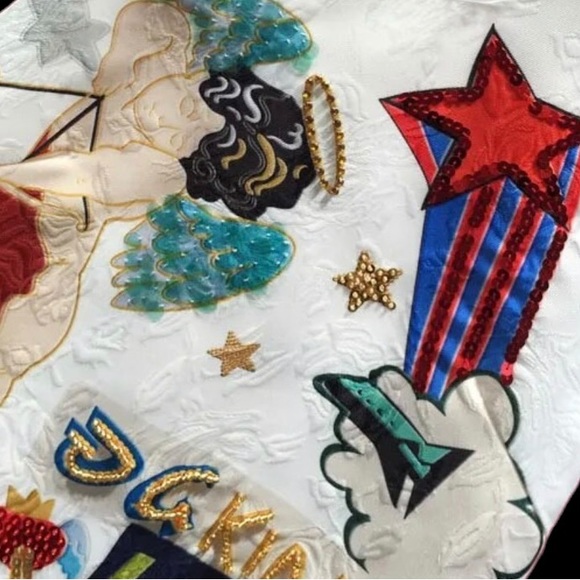 White Brocade Graphic Cat Design Dress - Picture 3 of 11